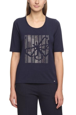 Golléhaug női felső, kereknyakú, rövidujjú, köves