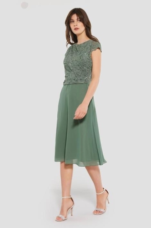 Swing női ruha, A-vonalú, alul muszlin, felül flitteres csipkés