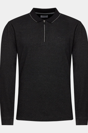 Pierre Cardin férfi ingpulóver, cipzáros-galléros, hosszúujjú