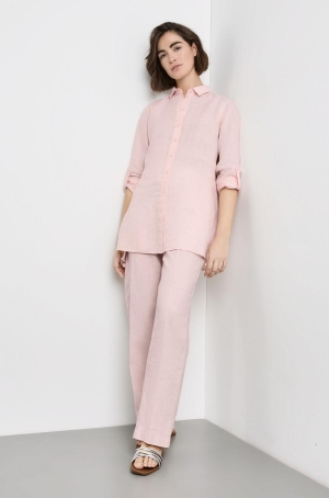 Gerry Weber női blúz, len, hosszított, végigombos, felgombolhatós ujjú