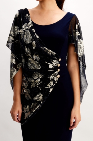 Frank Lymann női ruha stólás,lepkeujjú,oldalán díszgombos