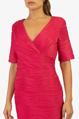 Apart női ruha, rövidujjú, V-nyakú, elöl átlapolt