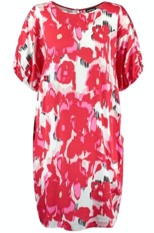 Taifun női ruha selyem,bő,kereknyakú,gumis ujjú