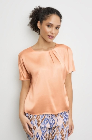 Gerry Weber női felső, T-ujjú, elején szatén, rakott kereknyakú