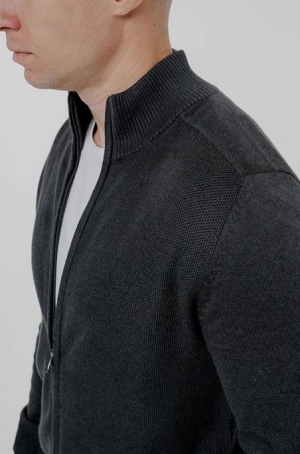 Pierre Cardin férfi kardigán, állógalléros, cipzáros