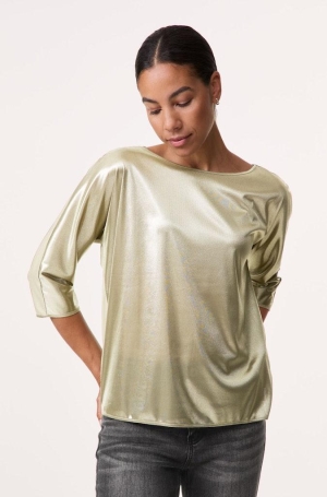 Taifun női felső, 3/4-es denevérujjú, kereknyakú, elöl szatén