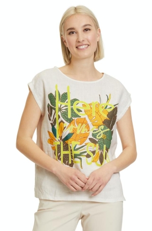 Betty Barclay női felső, ujjatlan, len, kereknyakú, oldalt hasított