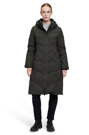 Betty Barclay női kabát, toll, hosszú, steppelt, oldalt cipzáros, kapucnis