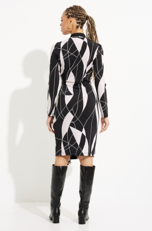 Joseph Ribkoff női ruha hosszúujjú,átlapolt,elején karika dísszel