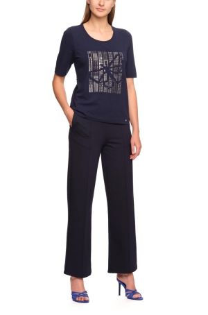 Golléhaug női felső, kereknyakú, rövidujjú, köves