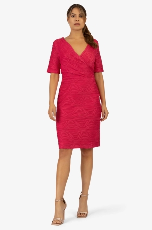 Apart női ruha, rövidujjú, V-nyakú, elöl átlapolt