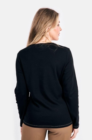 Kalisson női felső, kereknyakú, hosszúujjú, vállán gombos