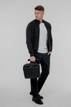 Pierre Cardin férfi kardigán, állógalléros, cipzáros