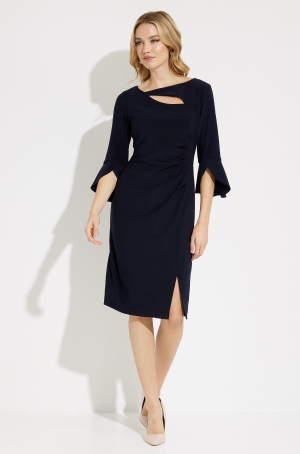 Josepf Ribkoff női ruha midi,3/4-es loknis ujjú,raffolt elejű