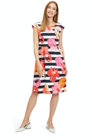 Betty Barclay női ruha, ujjatlan, zsebes, derékban szabott, elöl rakott