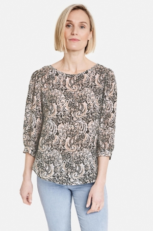 Gerry Weber női blúz 3/4es ujjú,kereknyakú,hátúl végig gombos