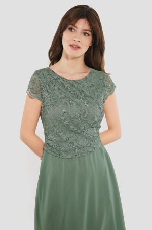 Swing női ruha, A-vonalú, alul muszlin, felül flitteres csipkés