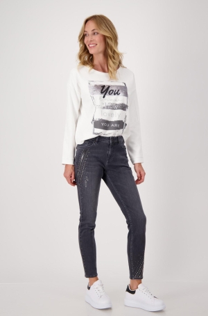 Monari női nadrág 5 zsebes,farmer,hosszú,szegecses-köves