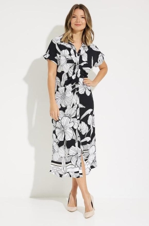 Josepf Ribkoff női ruha japánujjú,galléros,végig gombos,raffolt elejű