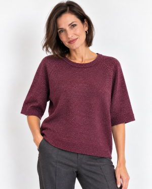 Esqualo női felső, lurex, 3/4-es bő ujjú, kereknyakú