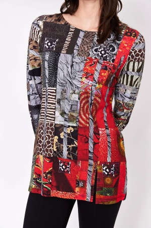 Dolcezza női tunika, kereknyakú, hosszúujjú, oldalt hasított