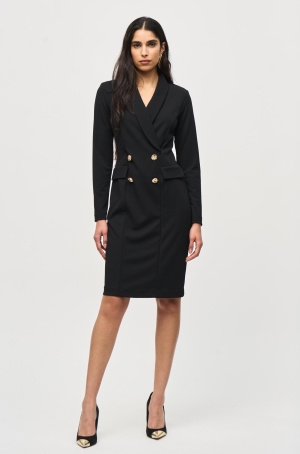 Joseph Ribkoff női ruha, fazonos, zsebpatnis, hosszúujjú, díszgombos, hátul cipzáros