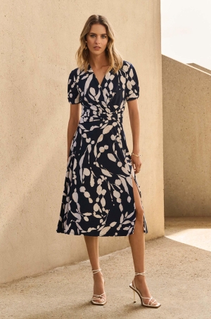 Joseph Ribkoff női ruha, rövidujjú, hasított, átlapolt