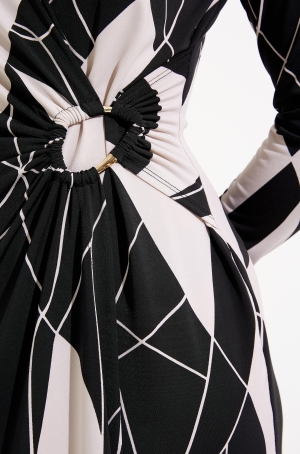 Joseph Ribkoff női ruha hosszúujjú,átlapolt,elején karika dísszel