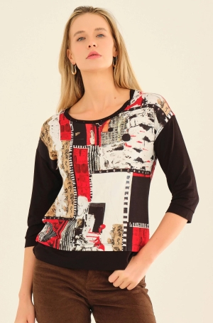 Dolcezza női felső, 3/4-es ujjú, kereknyakú