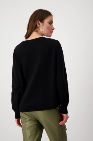 Monari női pulóver, köves, feliratos