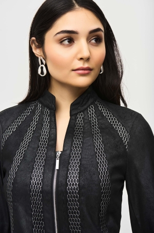 Joseph Ribkoff női kabátka elől ezüst hálós,cipzáros,állónyakú