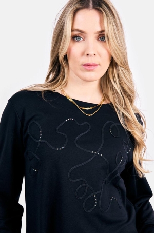 Kalisson női felső, kerekített aljú, 3/4-es ujjú, kereknyakú