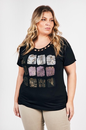 Bagoraz női felső, rövidujjú, fonott nyakú