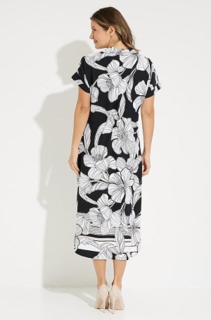 Josepf Ribkoff női ruha japánujjú,galléros,végig gombos,raffolt elejű