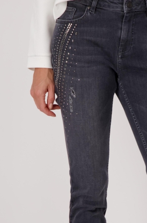 Monari női nadrág 5 zsebes,farmer,hosszú,szegecses-köves