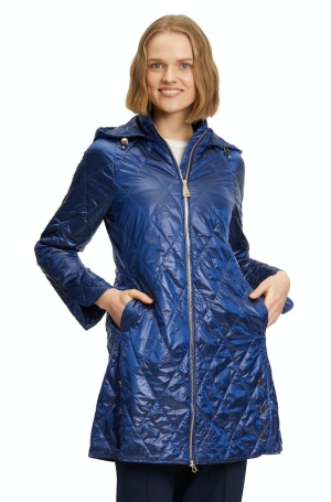 Betty Barclay női kabát, steppelt, kapucnis, oldalt patentos