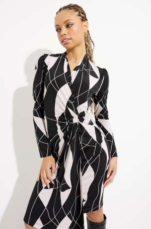 Joseph Ribkoff női ruha hosszúujjú,átlapolt,elején karika dísszel