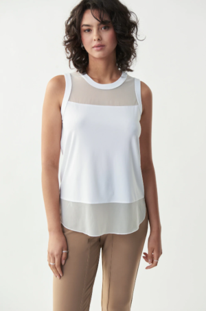 Joseph Ribkoff női felső hosszított,ujjatlan,tüll betétes