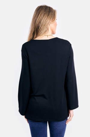 Kalisson női felső, kerekített aljú, 3/4-es ujjú, kereknyakú