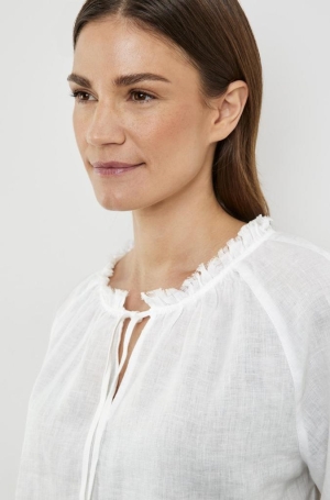 Gerry Weber női blúz, paraszt, len, fodros nyakú, 3/4-es ujjú