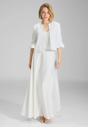 Swing női kabátka, chanel, 3/4-es fodrosujjú, farmer