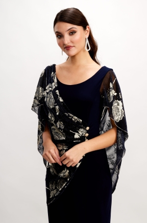 Frank Lymann női ruha stólás,lepkeujjú,oldalán díszgombos