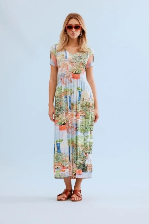 Leo & Ugó női ruha, rövidujjú, plisszé