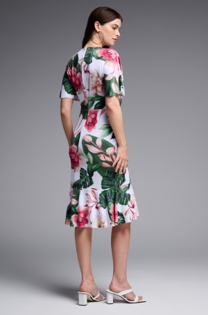 Joseph Ribkoff női ruha átlapolt, lepkeujjú,oldalán,alján fodor