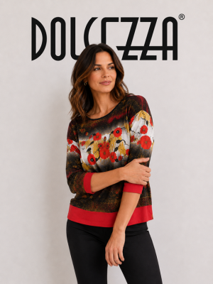 Dolcezza női felső, 3/4-es ujjú, kereknyakú
