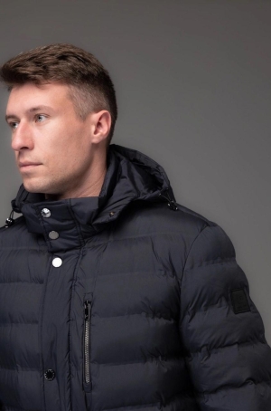 Pierre Cardin férfi kabát, 7/8-os, steppelt, kapucnis