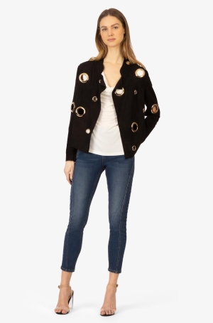 Apart női kabátka, ringlivel díszített, velúr