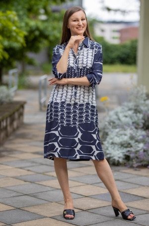 Erfo női ingruha, zsebes, 3/4-es ujjú, hátul holos