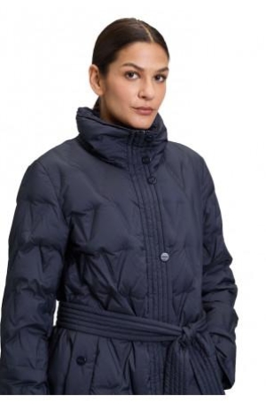 Betty Barclay női kabát, toll, káró-steppelt, állógalléros, megkötős