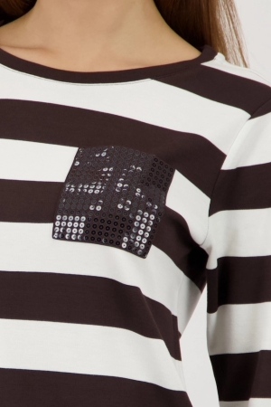 Monari női felső 3/4-es ujjú,kereknyakú,flitteres zsebű